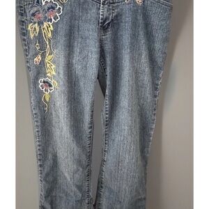 Paris Blues Floral Embroidered Straight Leg Jeans